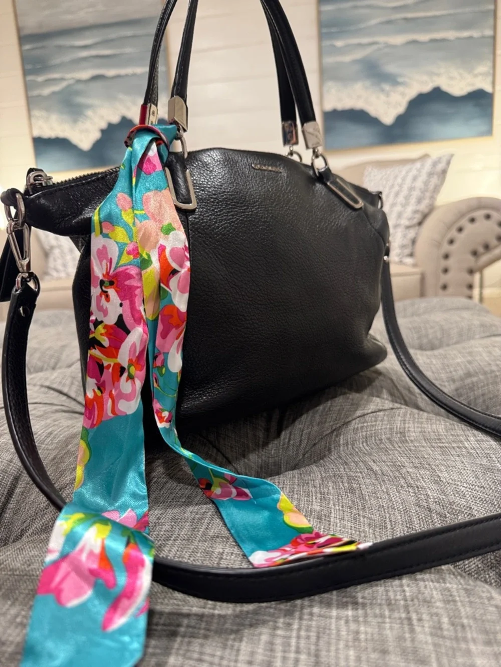 Coach Madison Kelsey Small  Black Pebbled Leather Satchel Crossbody Bag - Picture 3 of 17